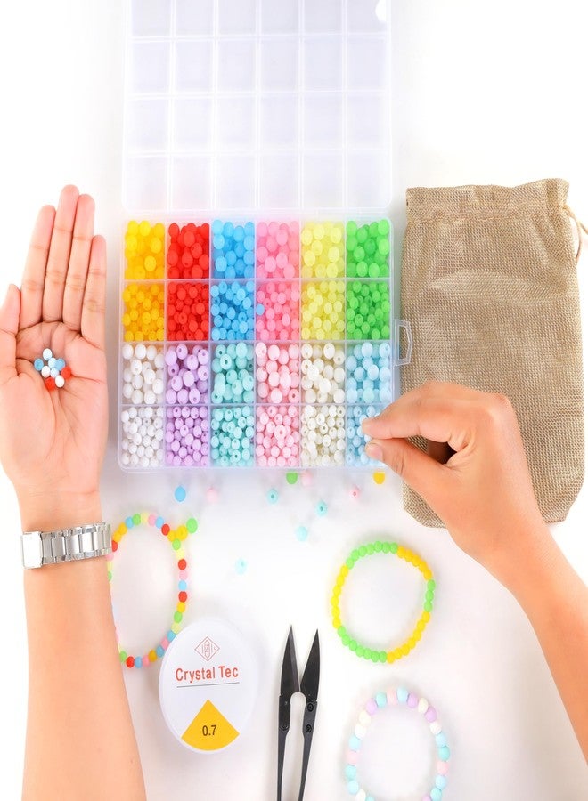 Ambitieux Children Jewelry Making Craft Bracelet Kits set for Kids - DIY 24 Compartment Box, 700+ Colorful Beads, Ear Hangings, Lobster Locks & Rings , 8 Pcs of Charms With Accessories - Birthday Gift for Girls 4 5 6 7 Years (6 and 8mm Matt) - Image 2